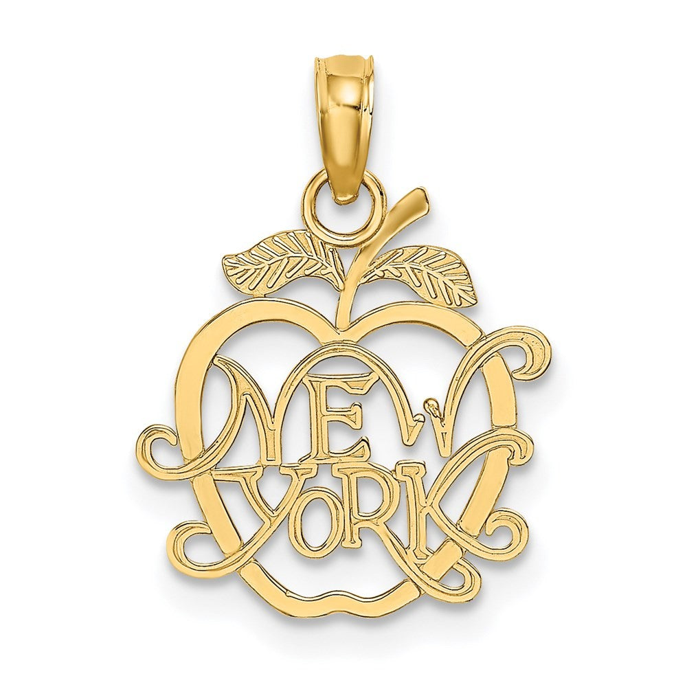 14k Yellow Gold NEW YORK in Apple Cut-out Charm