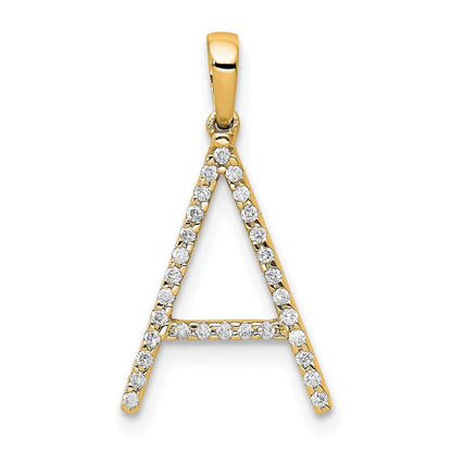 14k Yellow Gold Diamond Letter A Initial Pendant