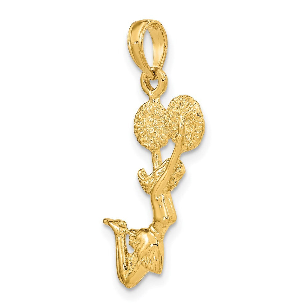 14k Yellow Gold 3-D Jumping Cheerleader Charm Pendant for Women