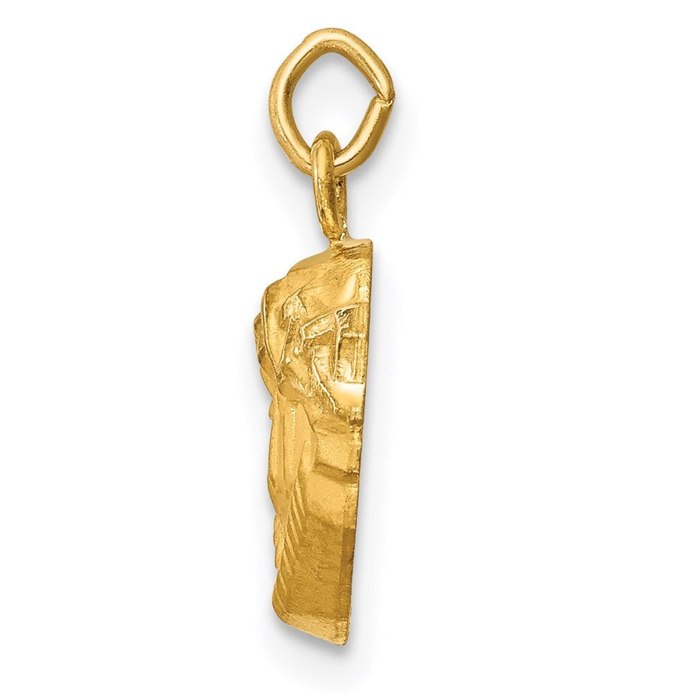 14k Yellow Gold Hollow Polished/Satin Small Jesus Medal Pendant for Women
