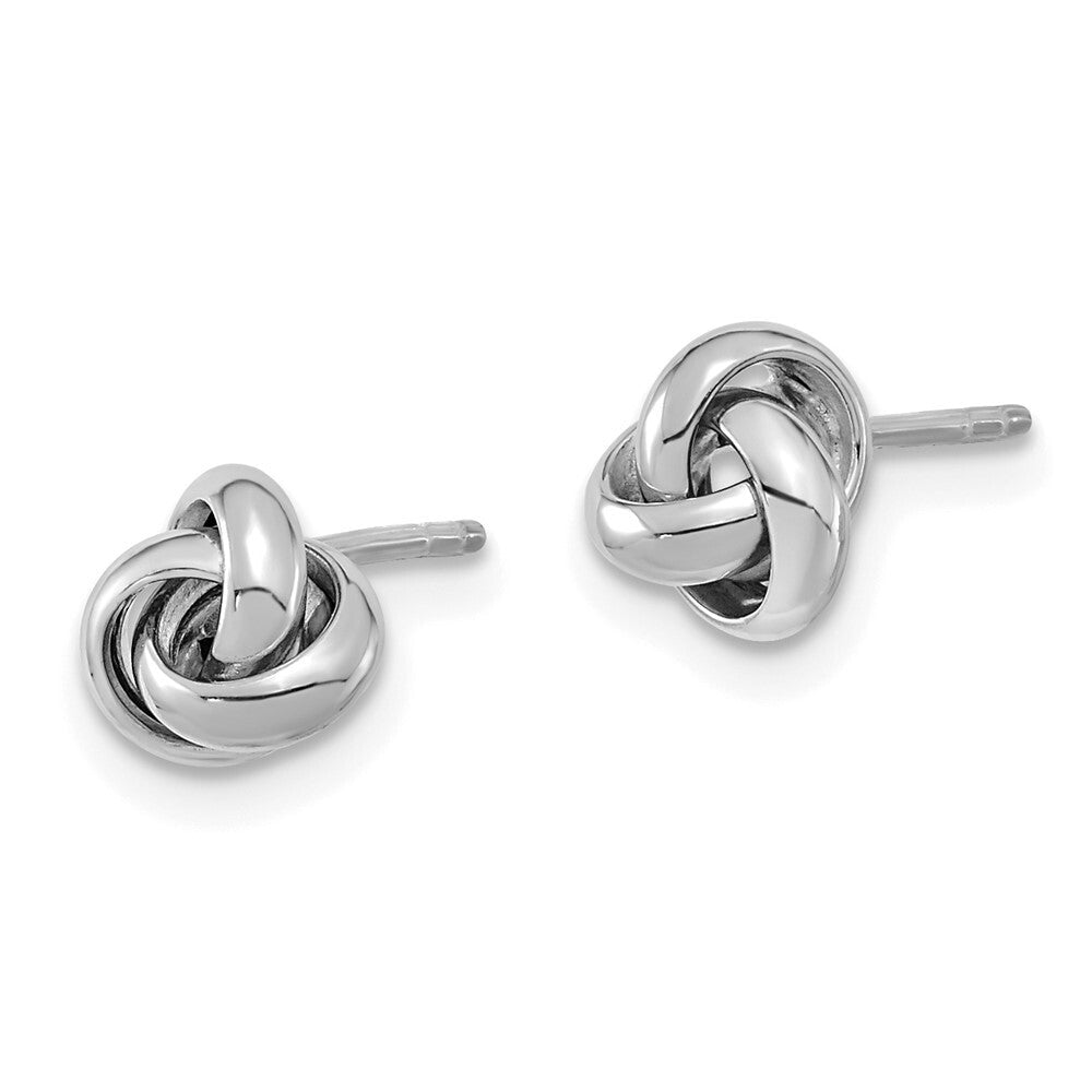 14k White Gold Polished Knot Stud Earrings Gift for Women