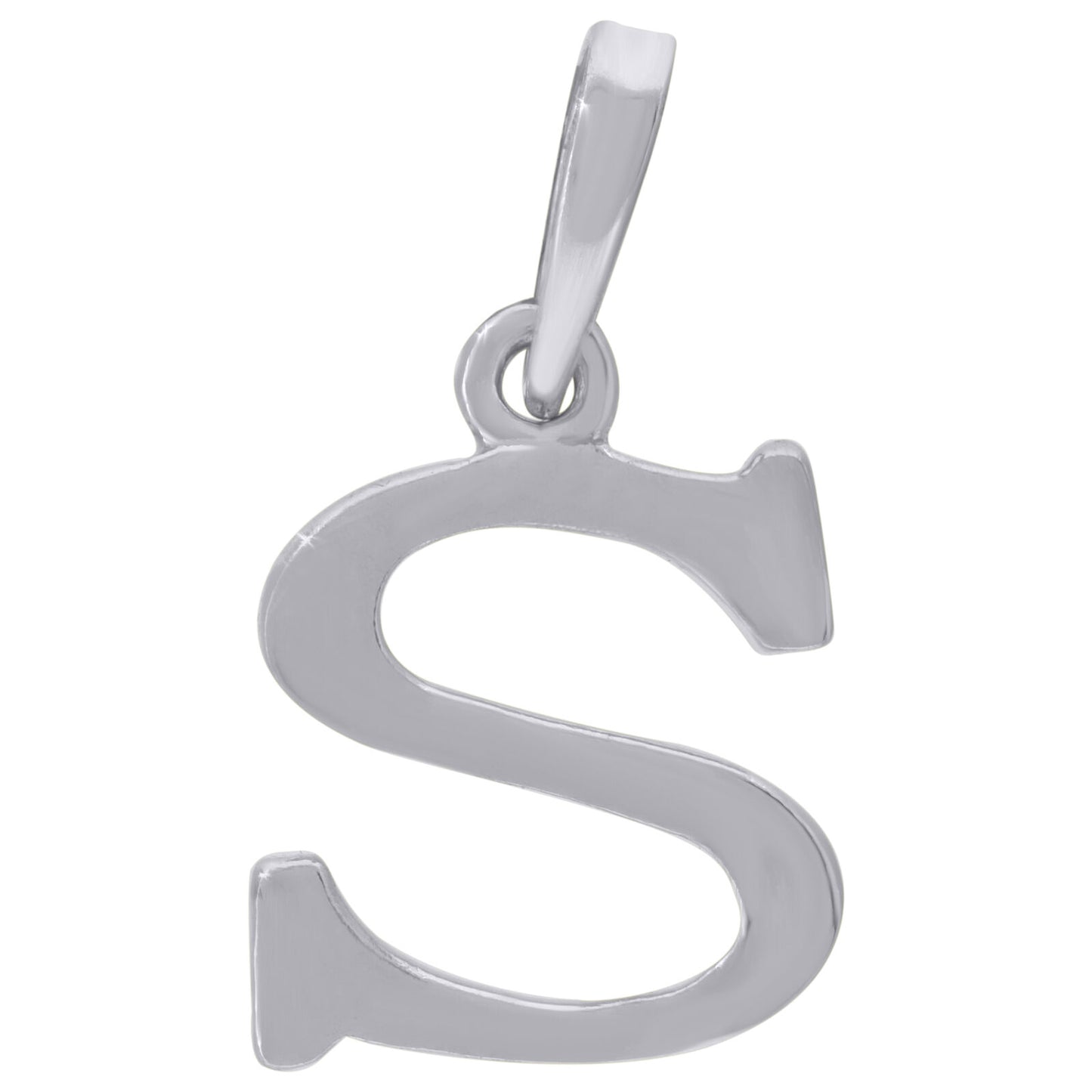 925 Sterling Silver Plain Initial Alphabet S Charm Pendant