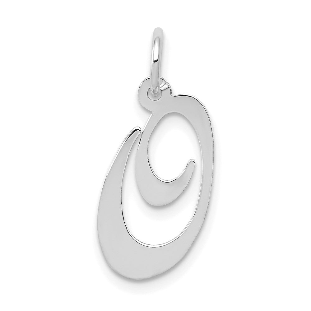 14k White Gold Medium Fancy Script Letter O Initial Charm Pendant