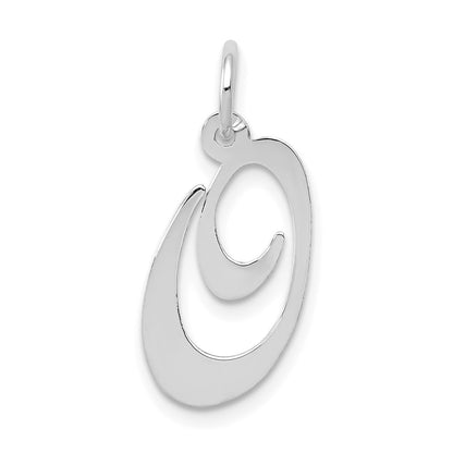 14k White Gold Medium Fancy Script Letter O Initial Charm Pendant
