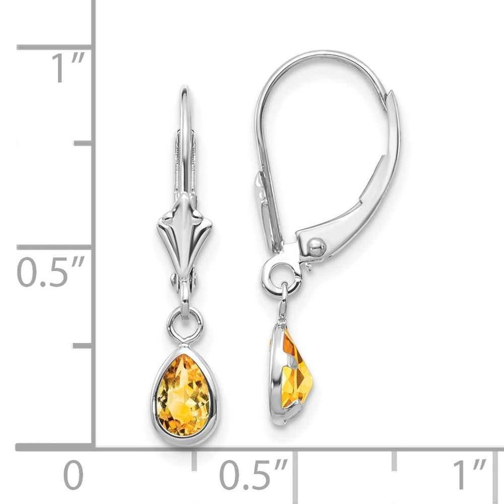 14k White Gold 6x4mm Citrine Earrings