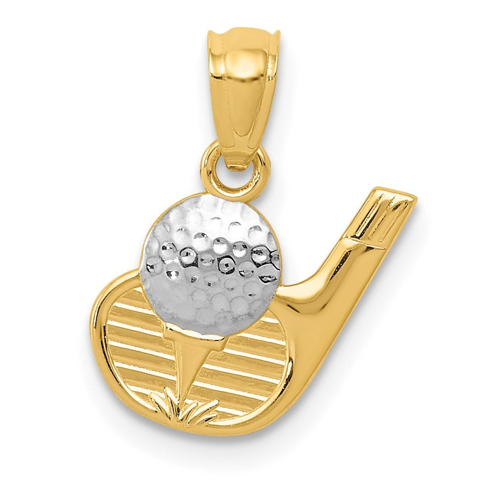 14k Yellow Gold and Rhodium Golf Pendant