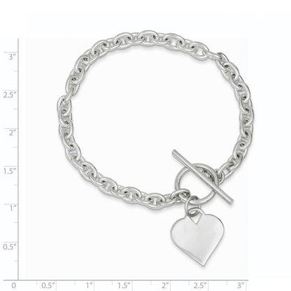 Sterling Silver Engraveable Heart Toggle Bracelet