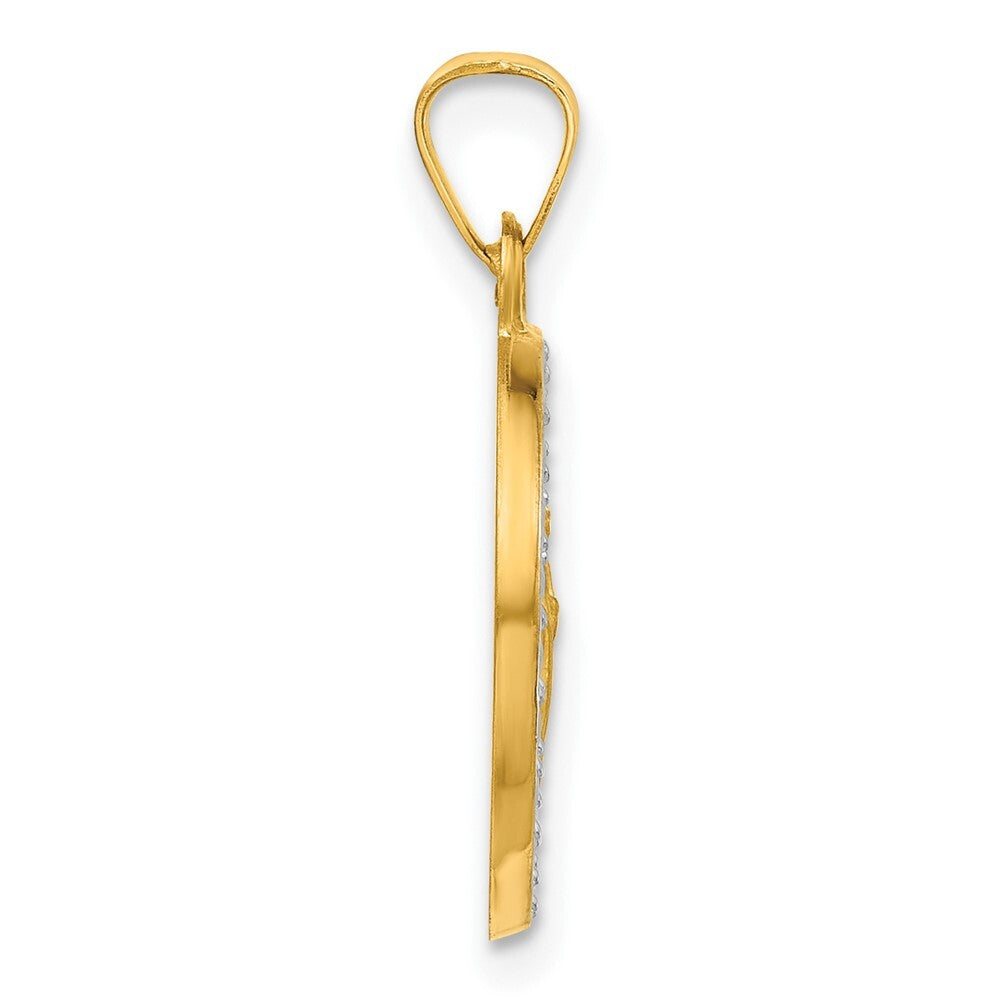 14k Yellow Gold with White Rhodium Hollow St. Jude Thaddeus Medal Pendant