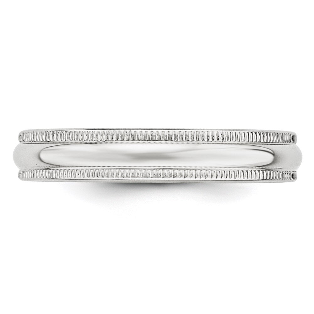 14k White Gold 4mm Milgrain Half Round Wedding Band Size 5