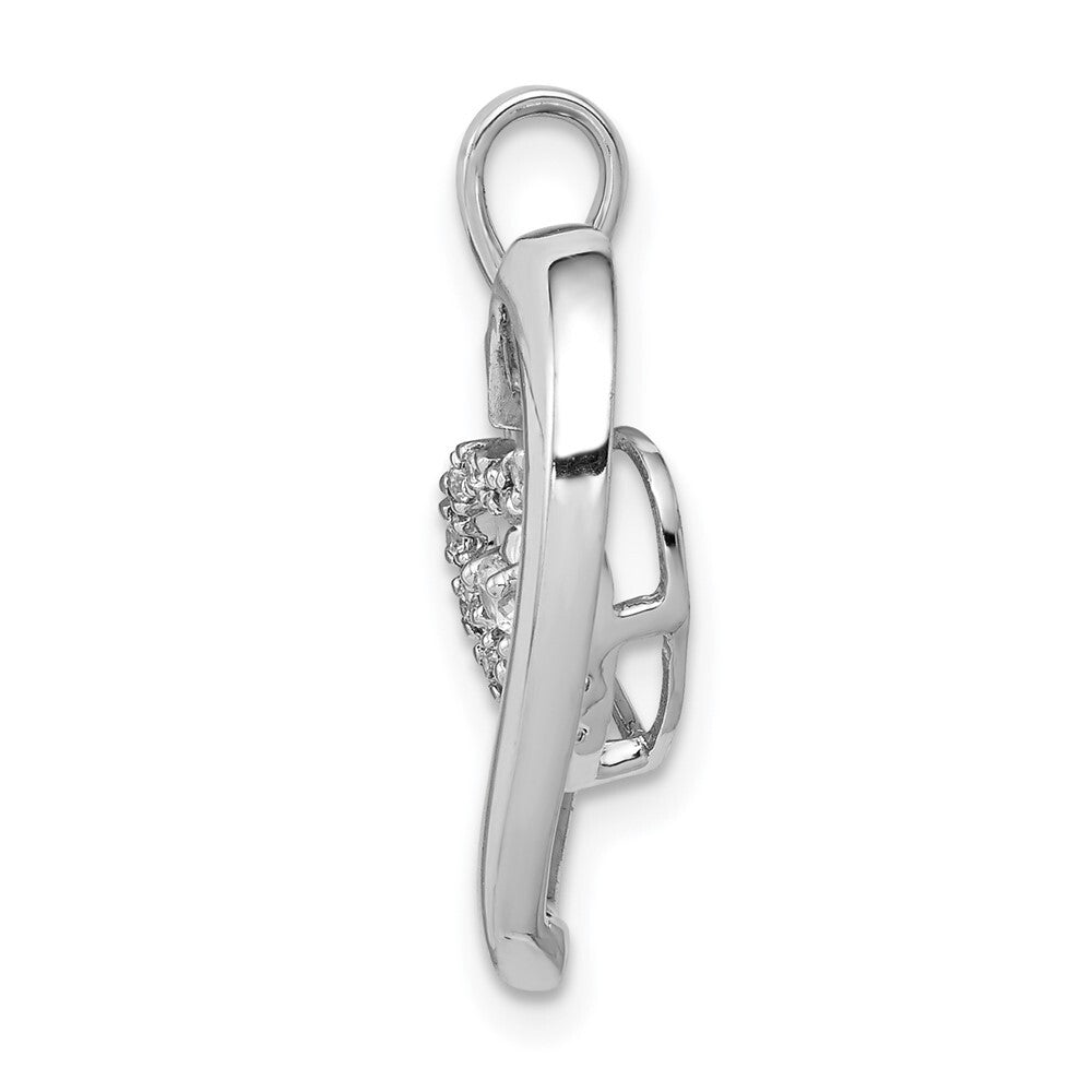 14k White Gold 1/10ct. Diamond Heart Dangle Pendant for Women