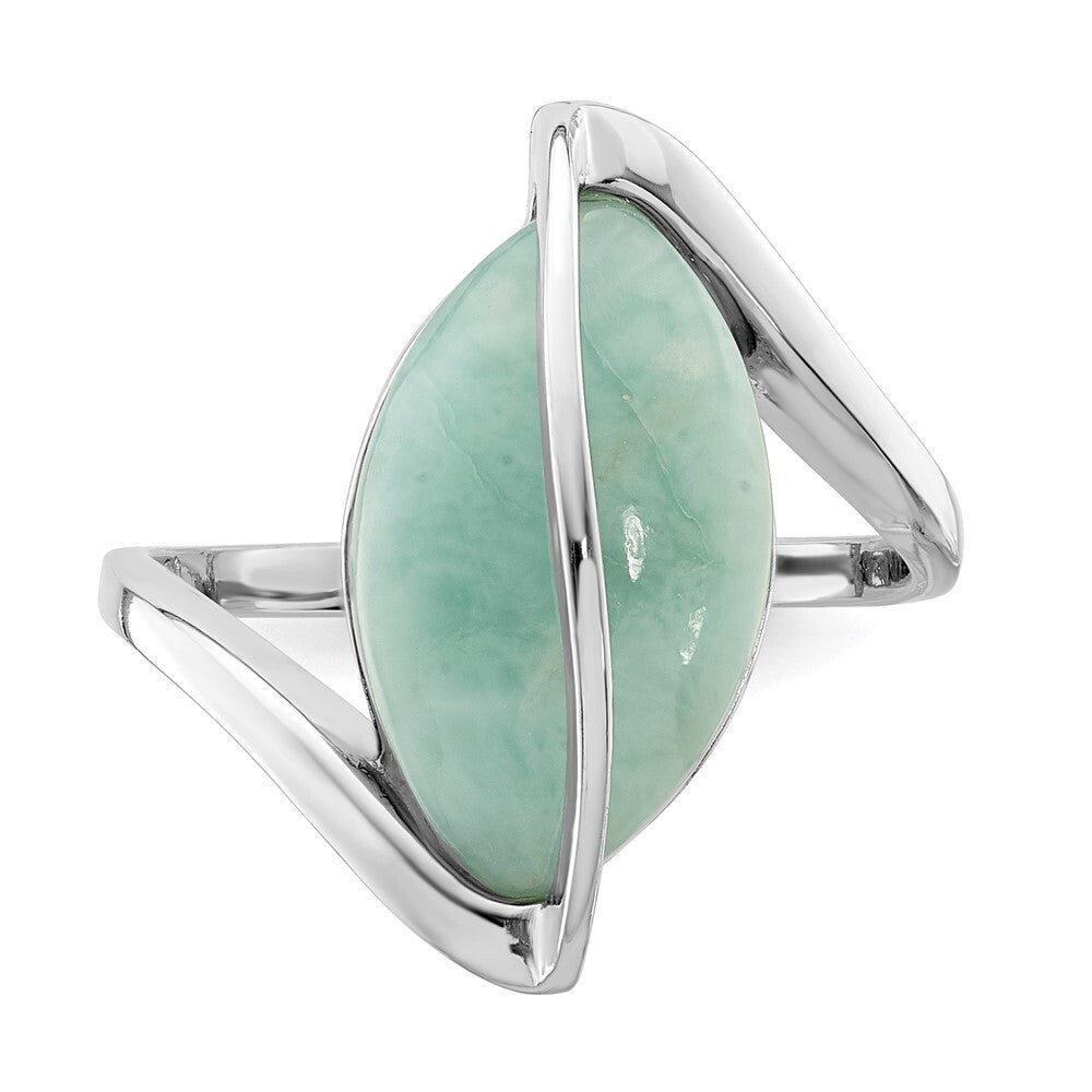 Sterling Silver Rhodium-plated Larimar Twisted Ring Size 8