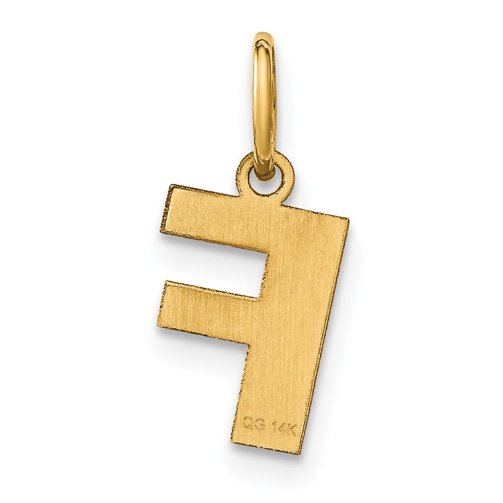 14k Yellow Gold Letter F Initial Pendant for Women
