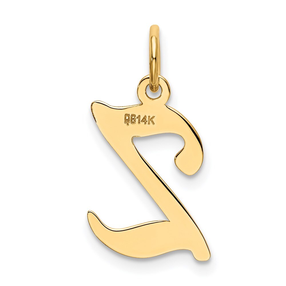14k Yellow Gold Script Letter Z Initial Charm Pendant for Women