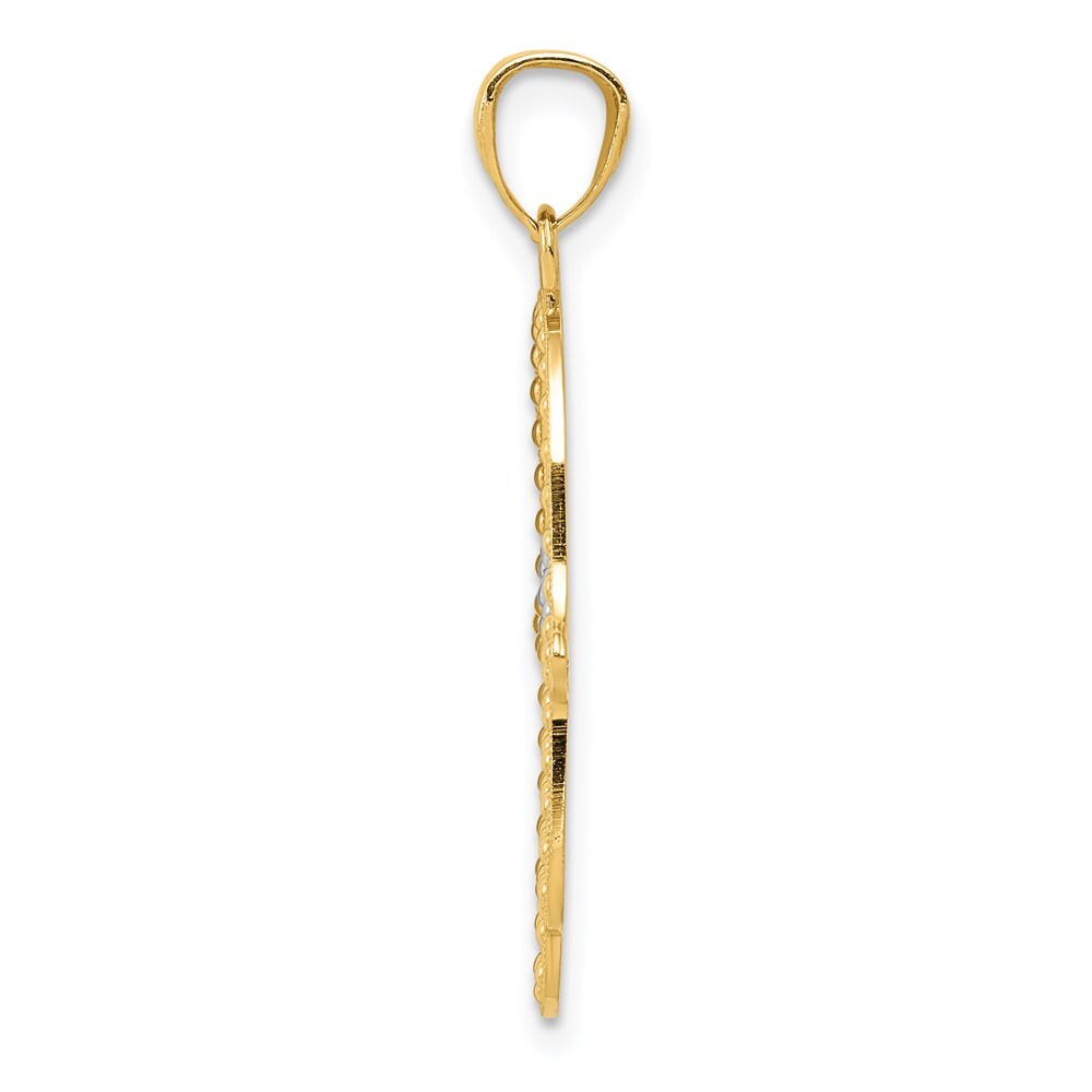 14k Yellow Gold  Rhodium Hamsa Pendant for Women