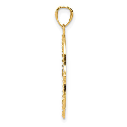 14k Yellow Gold  Rhodium Hamsa Pendant for Women