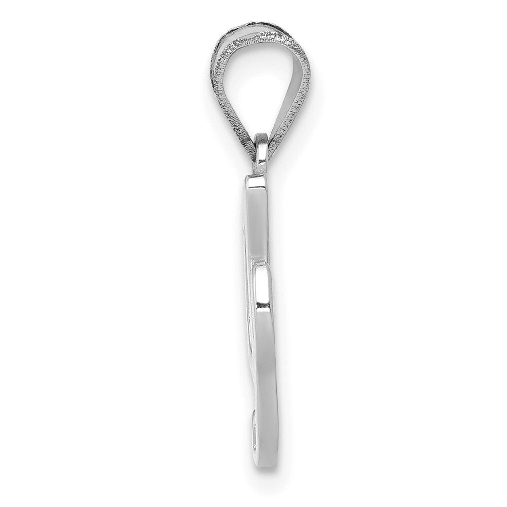 14k White Gold Script Letter I Initial Pendant for Women