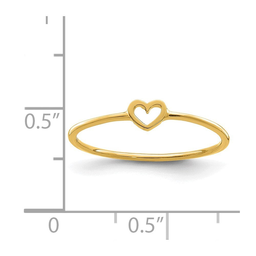 14K Yellow Gold Polished Heart Ring Size 7