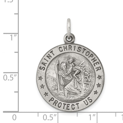 Sterling Silver Antiqued St. Christopher Medal Pendant