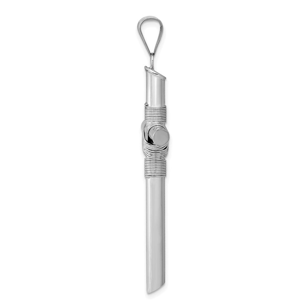 14K White Gold w Center Wrap Tube Cross Pendant