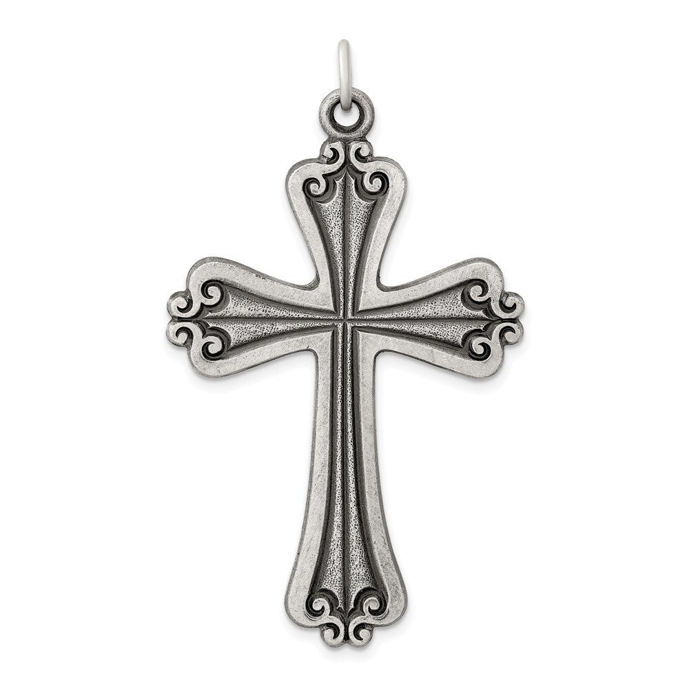 Sterling Silver Antiqued Cross Charm Holiday Gift for Women