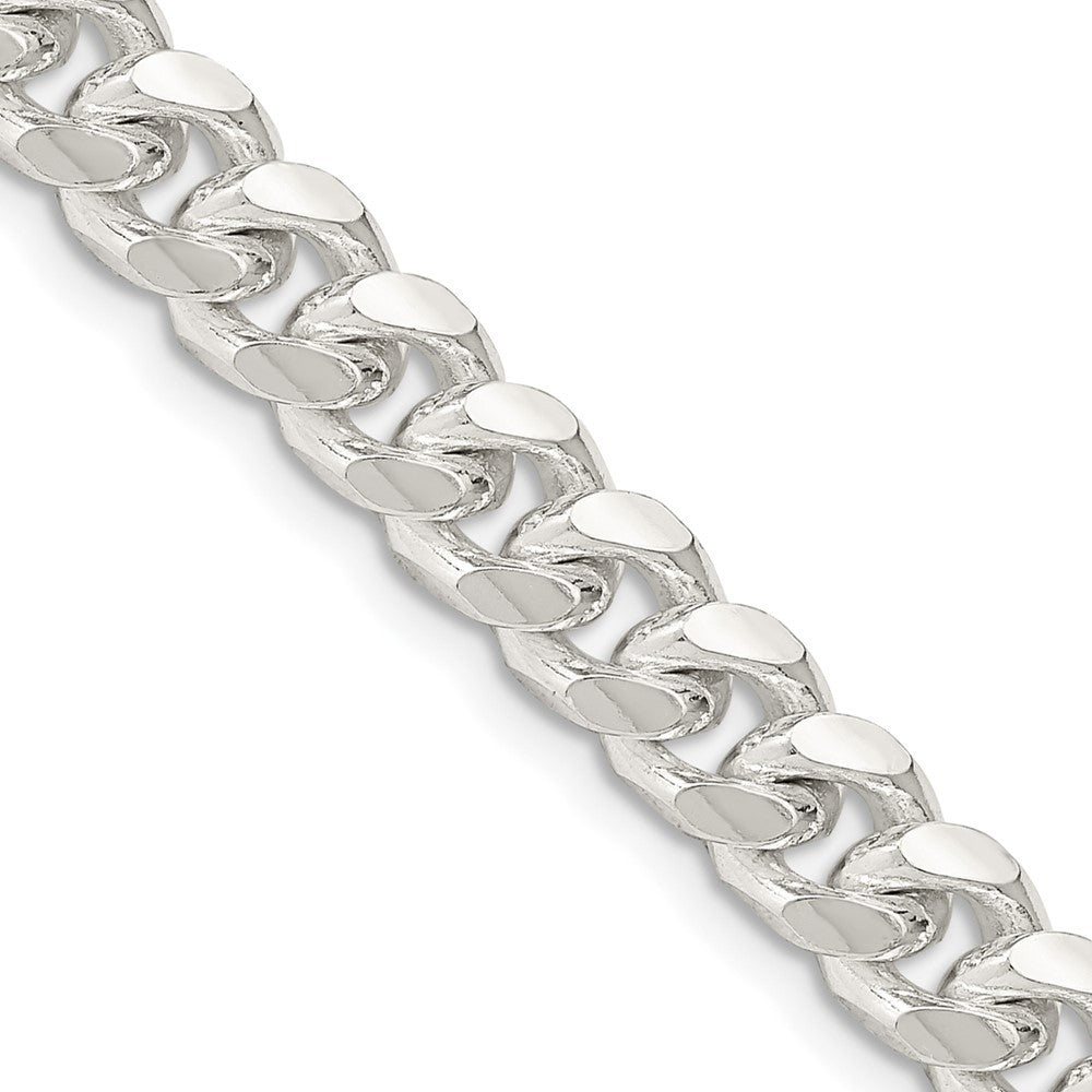 Sterling Silver 7.35mm Domed w/ Side Diamond-Cut Curb Chain Necklace