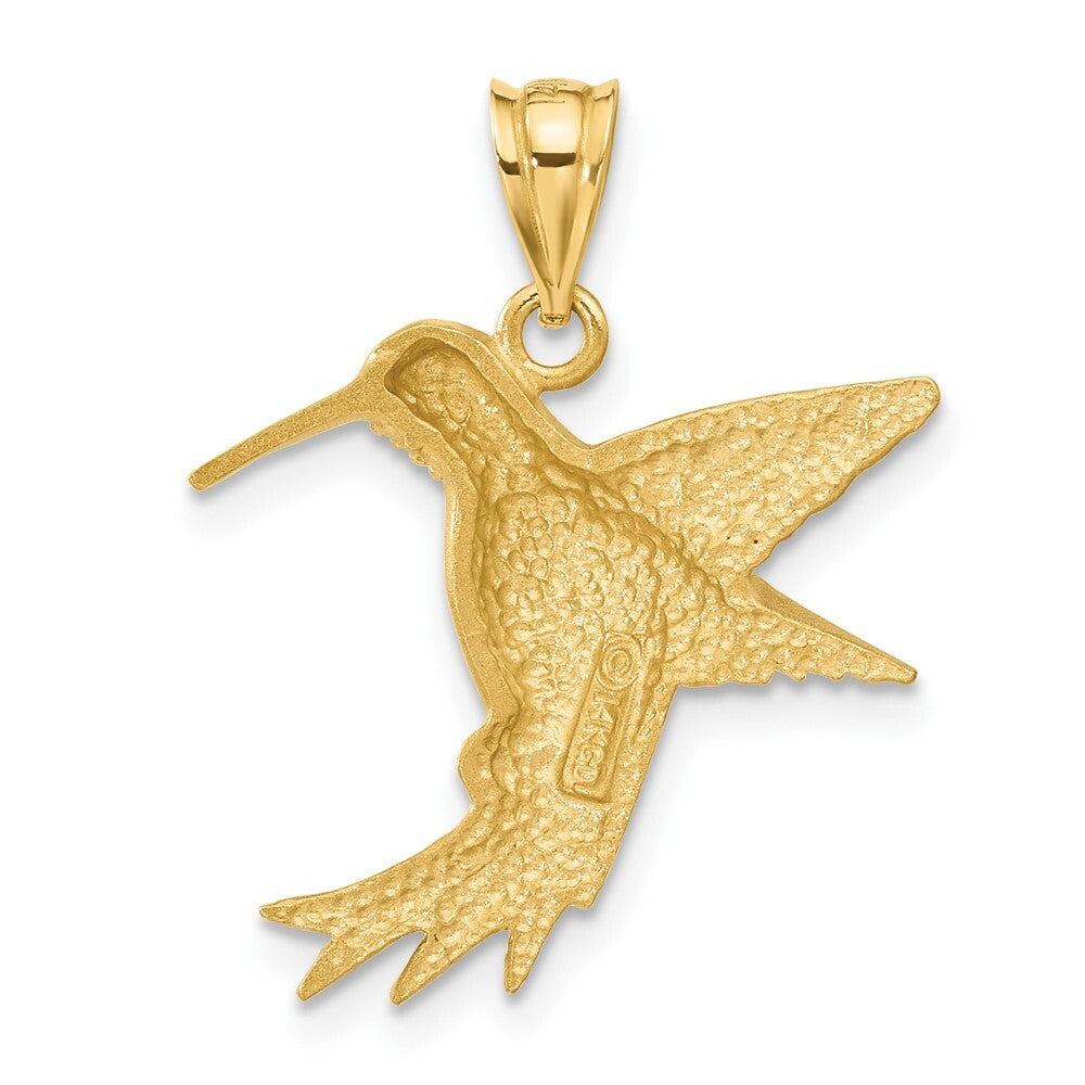 14k Yellow Gold Hummingbird Charm Pendant for Women