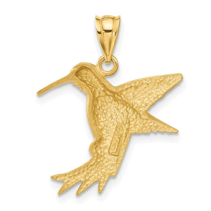 14k Yellow Gold Hummingbird Charm Pendant for Women
