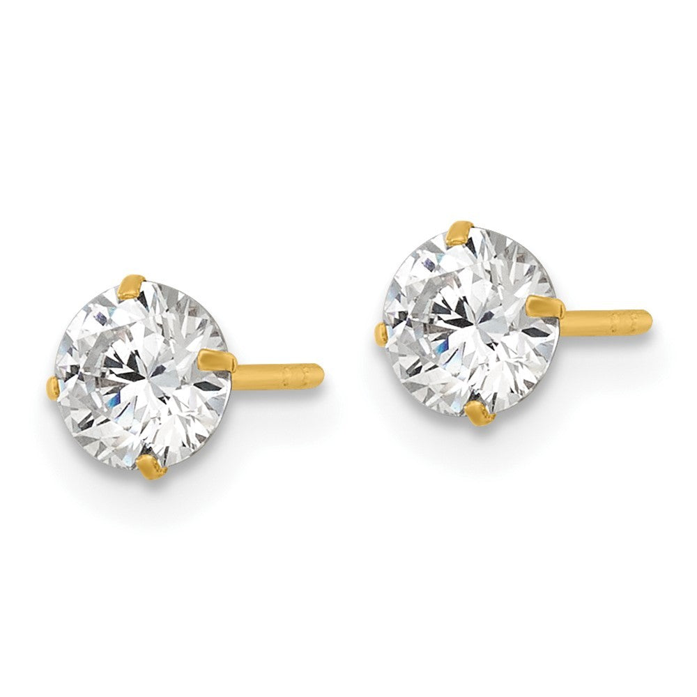 14k Yellow Gold Polished 5.00mm Round CZ Stud Earrings
