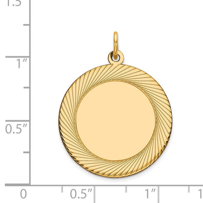 14k Yellow Gold Etched Design .018 Gauge Circular Engravable Disc Charm