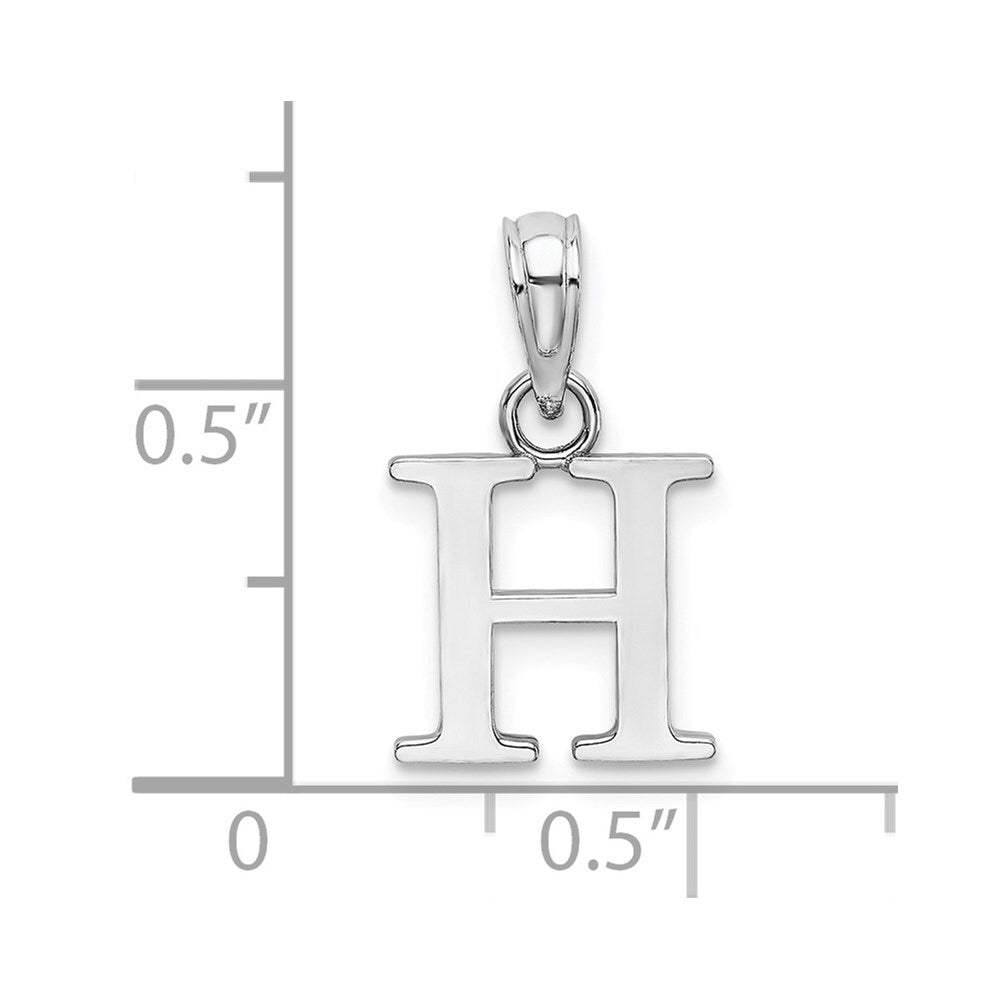 14k White Gold Polished Block Letter H Initial Pendant for Women