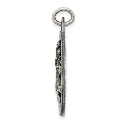 Sterling Silver Antiqued St. Christopher Medal Pendant