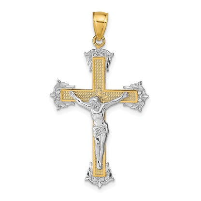 14k Two-tone Gold Crucifix Pendant for Women