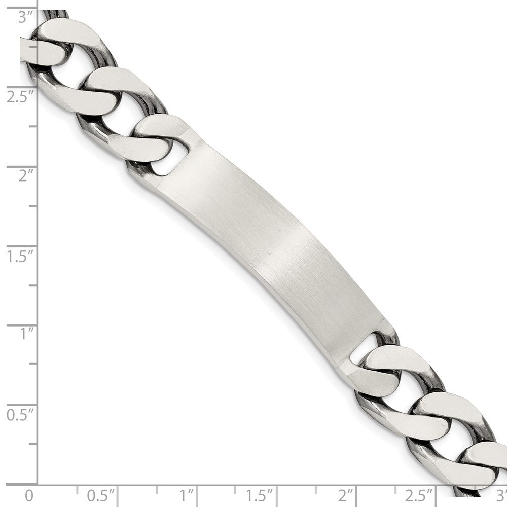 Sterling Silver 8.5inch Engraveable Antiqued Curb Link ID Bracelet