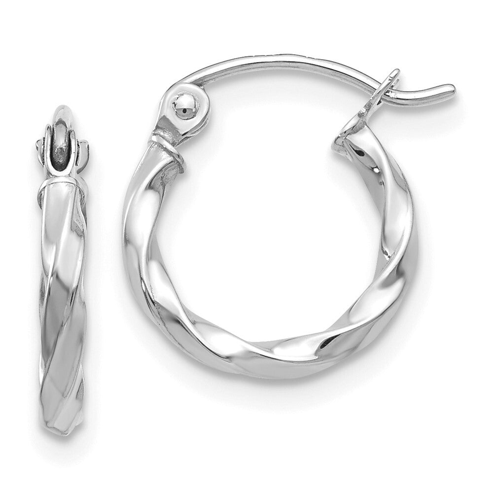 14k White Gold Twist Polished Hoop Earring Gift for Women