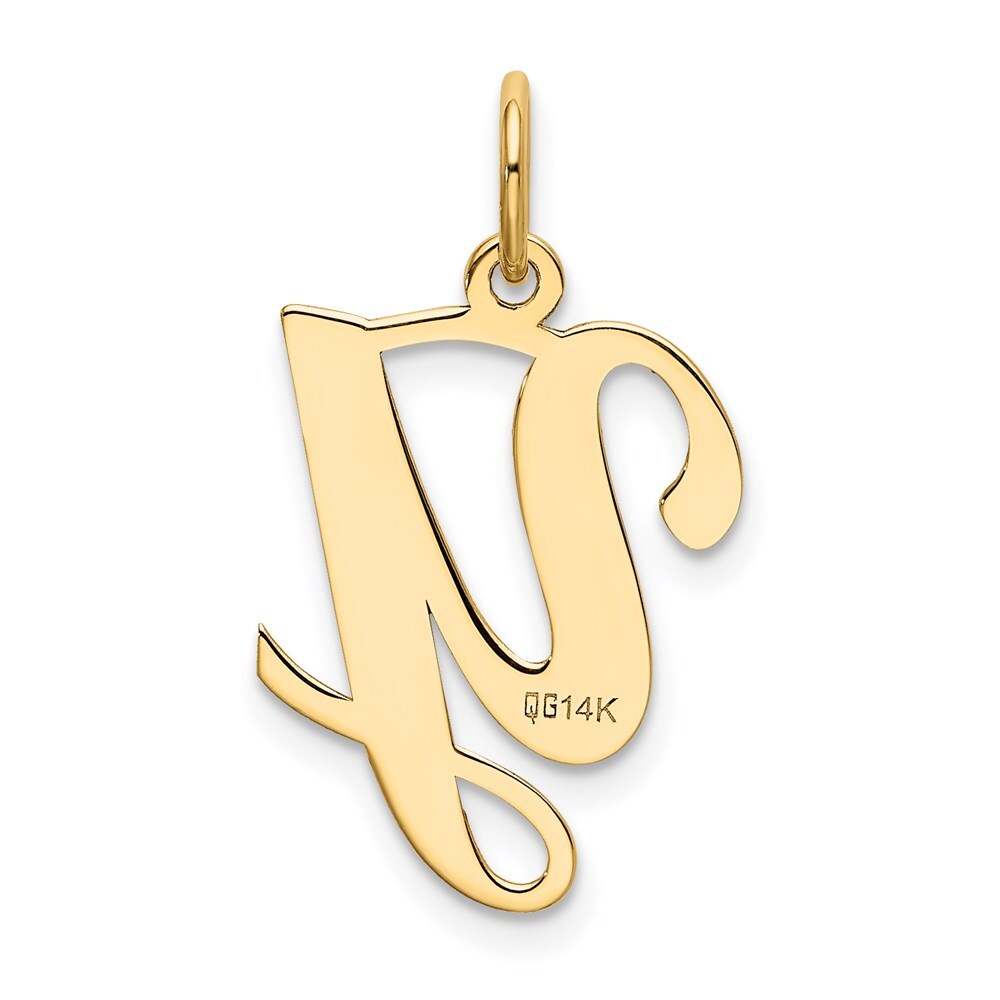 14k Yellow Gold Script Letter Y Initial Charm Pendant for Women