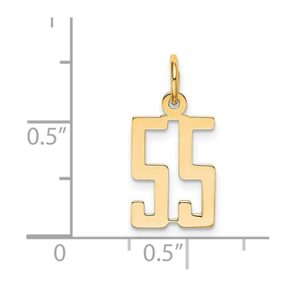 14k Yellow Gold Small Elongated Number 55 Charm Pendant for Women
