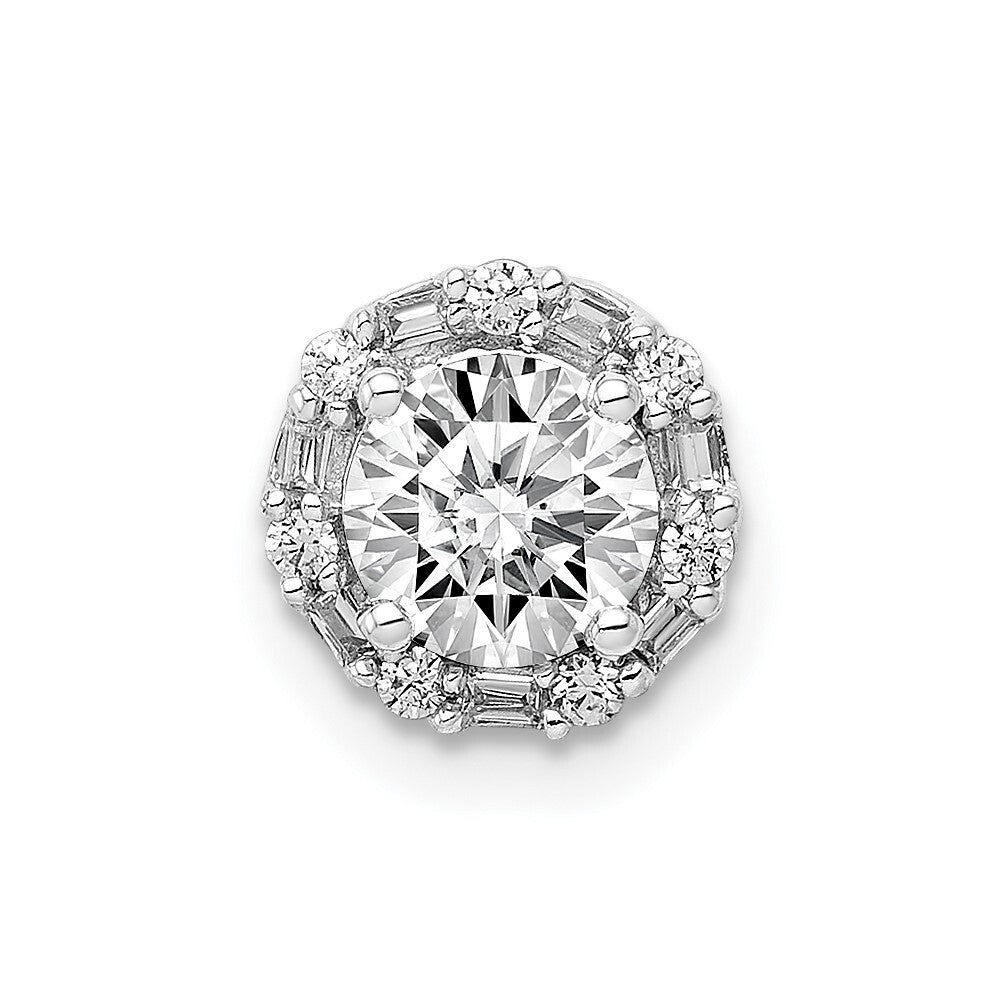 14k White Gold 5.2mm Center 1/10ct. Diamond Semi-mount Chain Slide Pendant