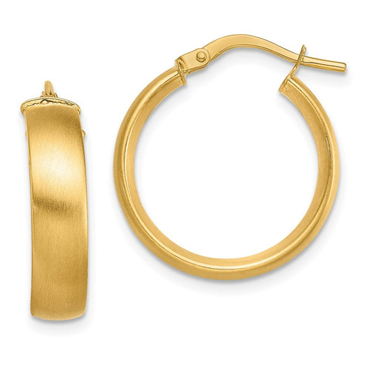 14k Yellow Gold Small 5mm Satin Hoop Earrings