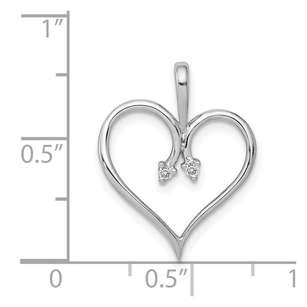14k White Gold AA .02ct. Diamond Heart Pendant for Women