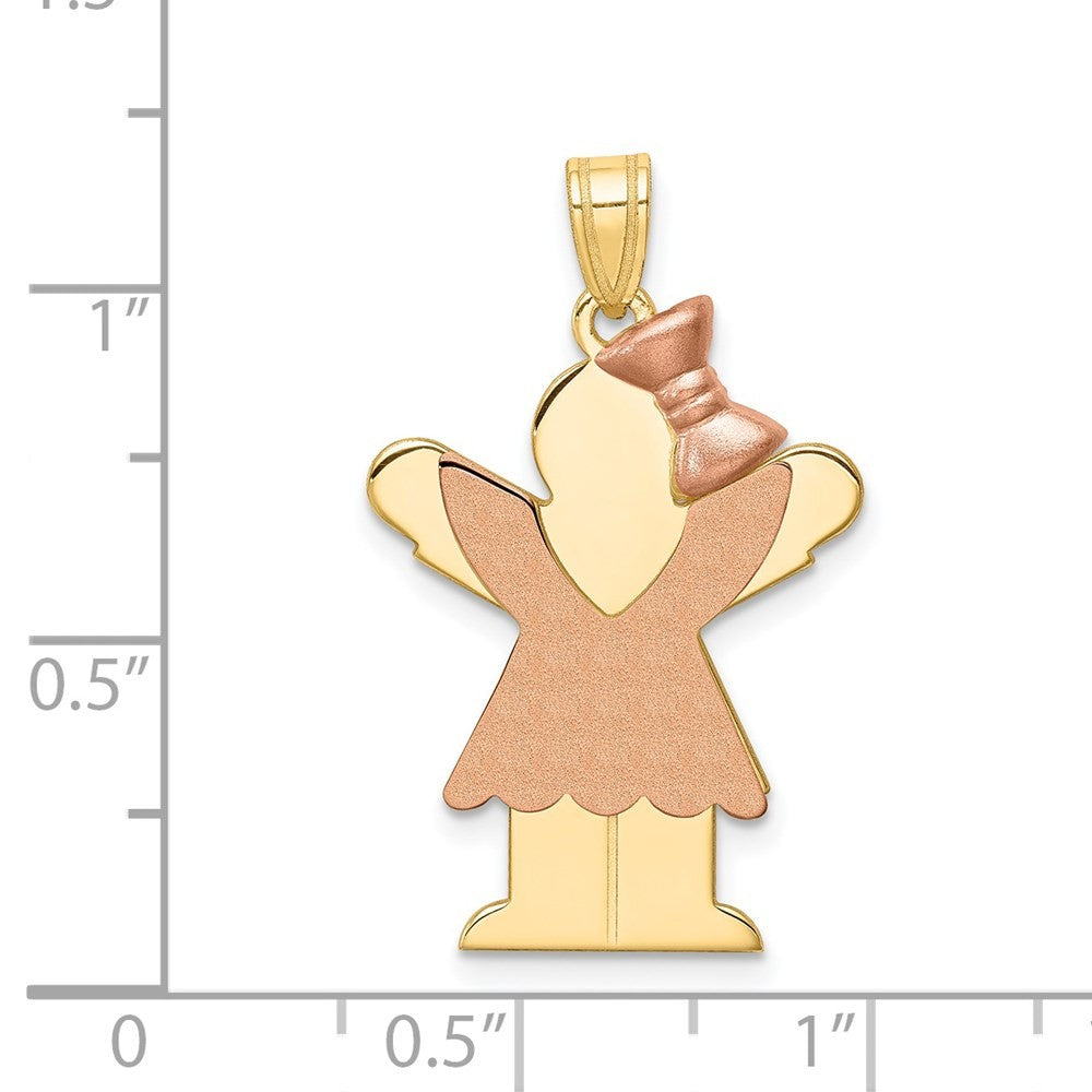 14k Two-Tone Gold Large Girl with Bow on Right Engravable Charm