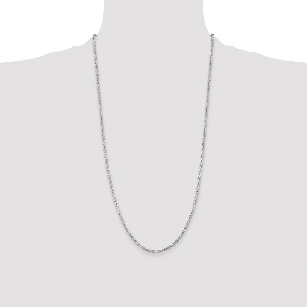 Sterling Silver Rhodium-plated 2.75mm Beveled Oval Cable Chain
