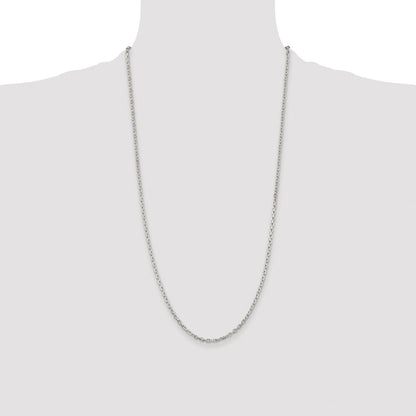 Sterling Silver Rhodium-plated 2.75mm Beveled Oval Cable Chain