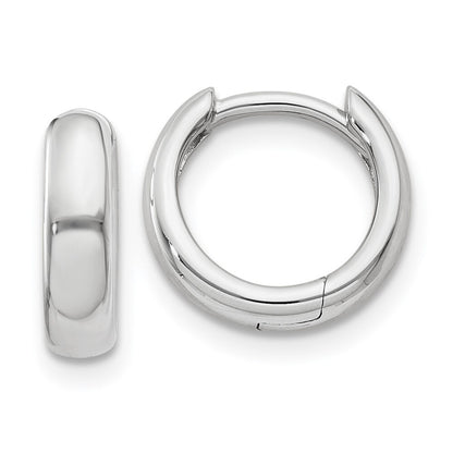 14k White Gold Round Hinged Hoop Earrings Gift for Women