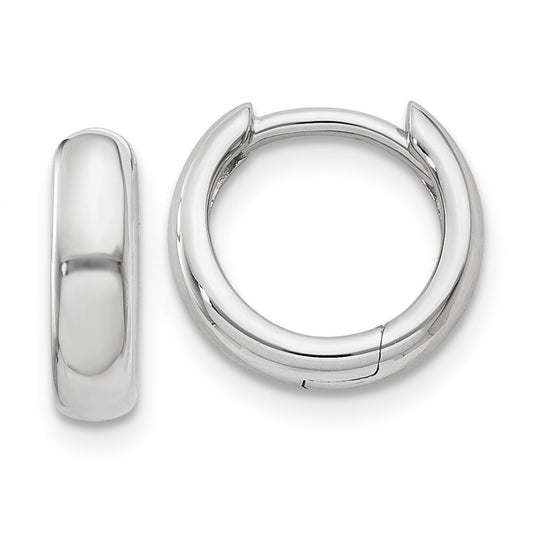 14k White Gold Round Hinged Hoop Earrings Gift for Women