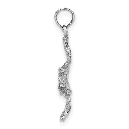 14k White Gold 3-D Pelican Flying Charm Pendant for Women