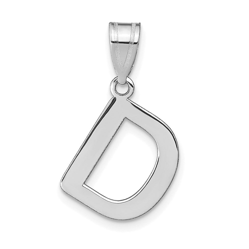 14K White Polished Bubble Letter D Initial Pendant
