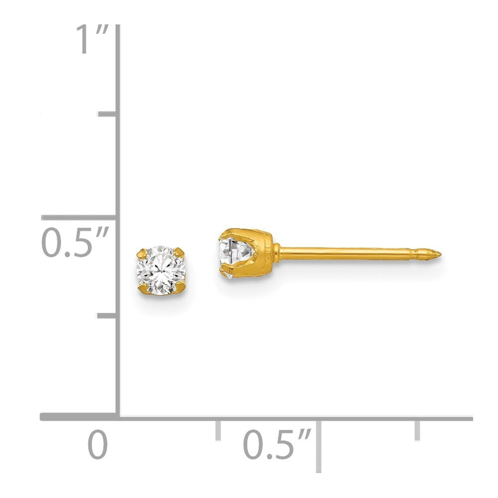 18k Yellow Gold 3mm Cubic Zirconia Stud Earrings Gift for Women