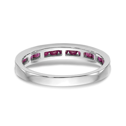 14k White Gold Ruby Complete Channel Band Size 7