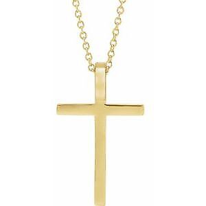 14k Yellow Gold 21.7x13.5 mm Cross Pendant Necklace 18"