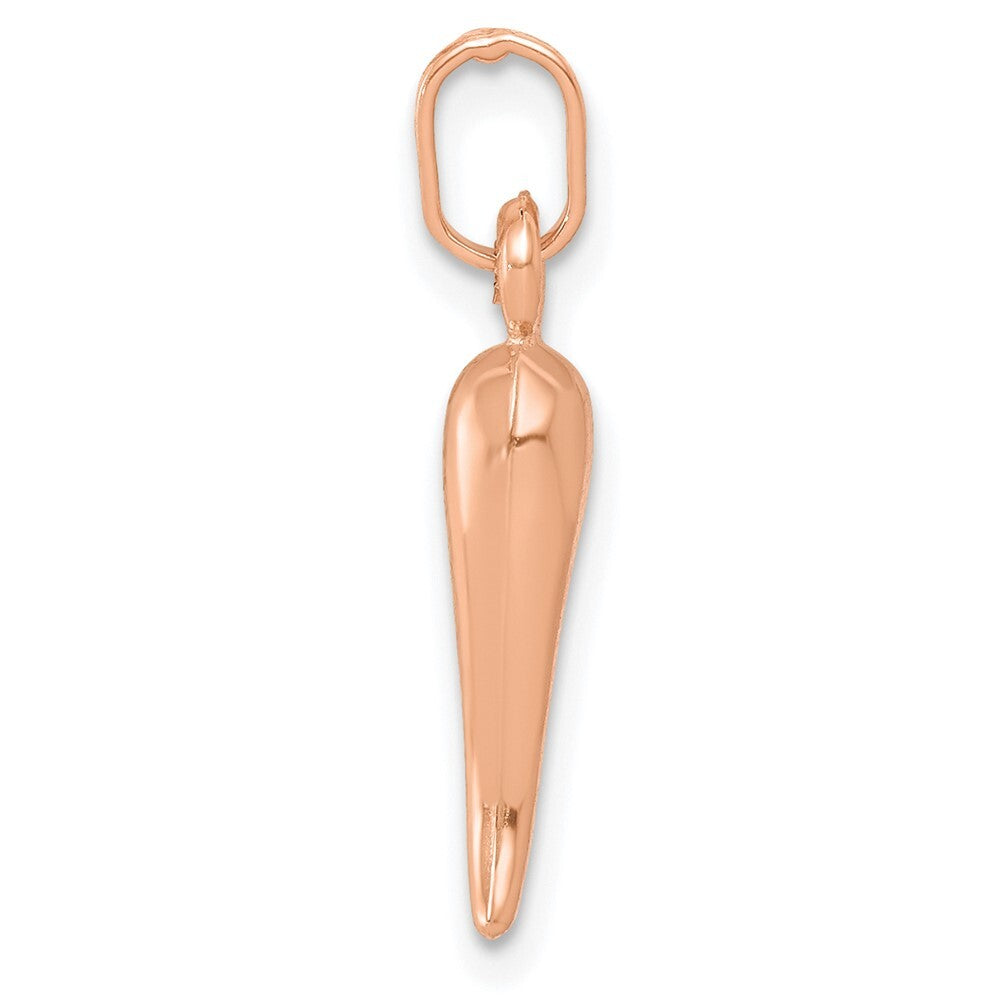 14k Rose Gold Hollow Italian Horn Charm Pendant for Women